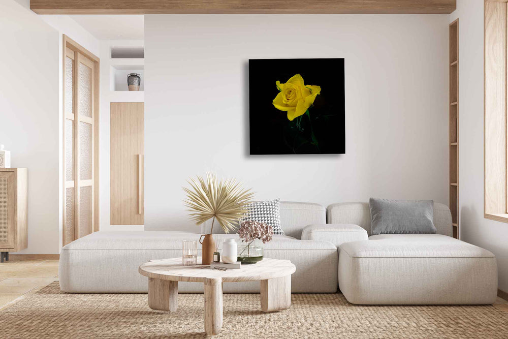 
                  
                    Yellow rose art in room view
                  
                