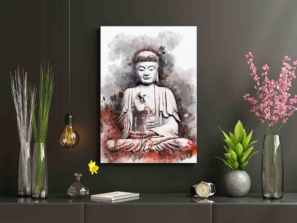 Varnam Buddha with OM Wood Frame Digital Wall Painting for Living Room,  Bedroom, Office - 120 CM x 80 CM : Amazon.in: Home & Kitchen