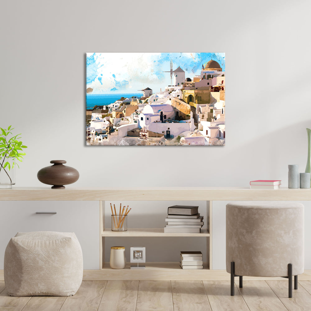 Santorini view painting